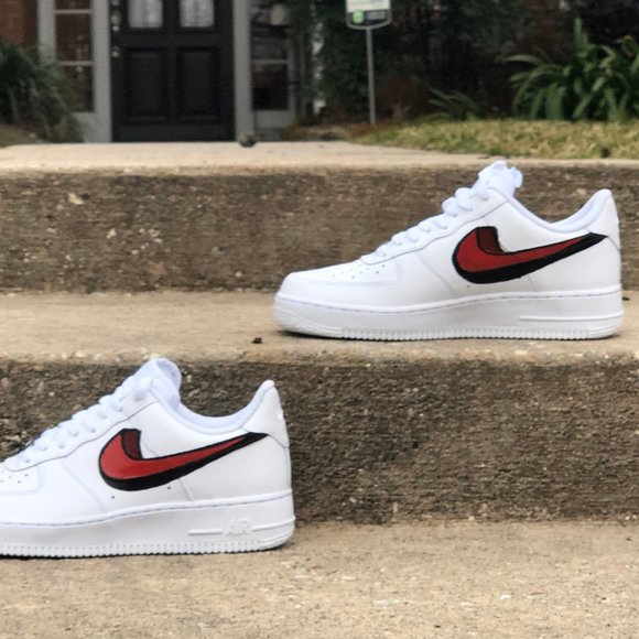 Custom Painted Nike Air Force 1 Lows - 3D Swoosh